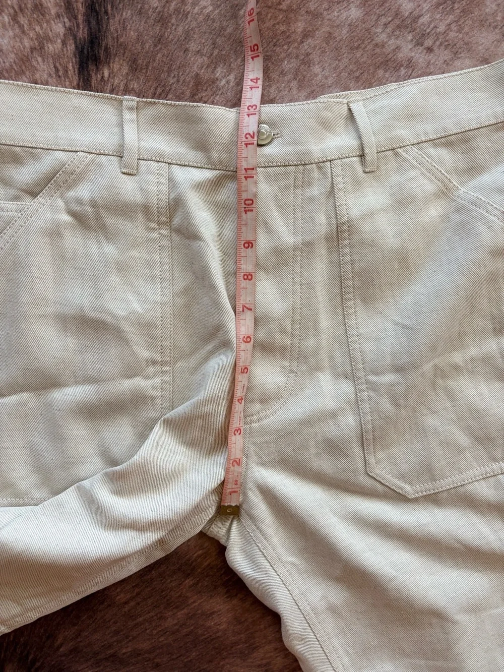 NWT Nanushka Jasper Linen Patch Pocket Cropped Jeans Beige Size 36